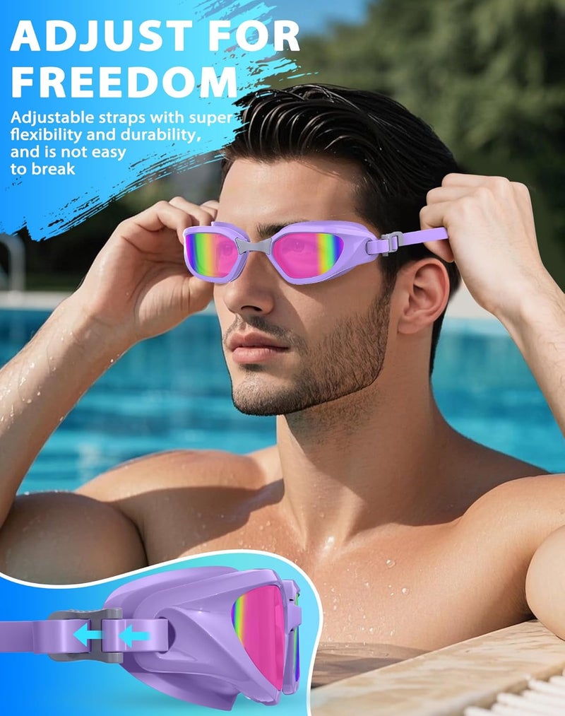 Vegemono Swim Goggles, Unisex Adult Swimming Goggles Anti Fog Anti UV No Leakage Wide View for Men Women Youth - Image 5